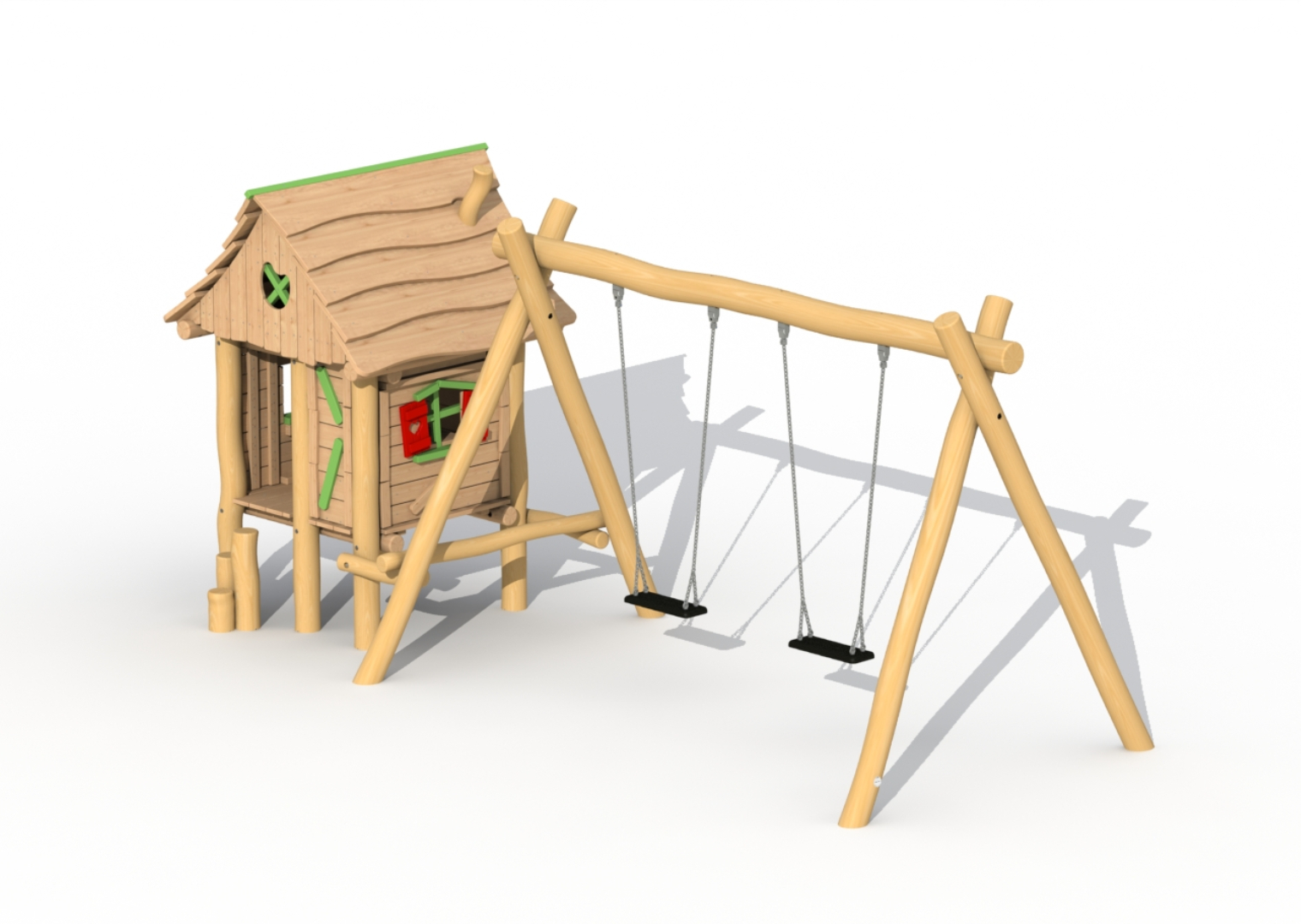 Robinia Houthakkershutje met kleine schommel