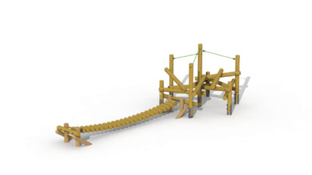 Mikado houten klimtoestel met wiebelbrug