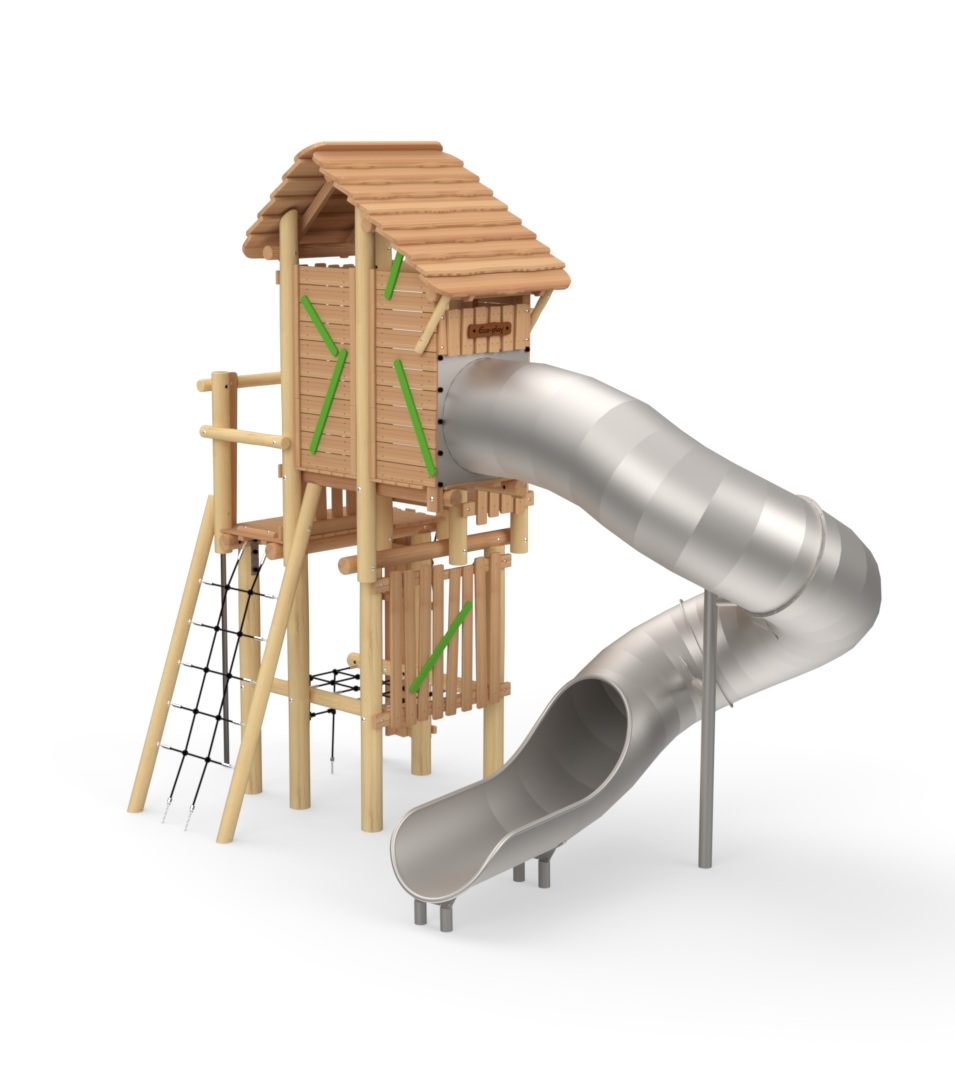 Robinia Ridderburcht met spiraalglijbaan Robinia Ridderburcht met spiraalglijbaan