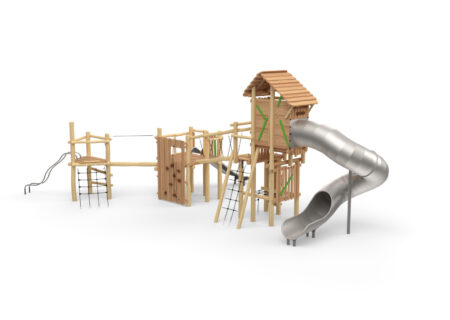 Robinia Maxi-Ridderburcht met spiraalglijbaan